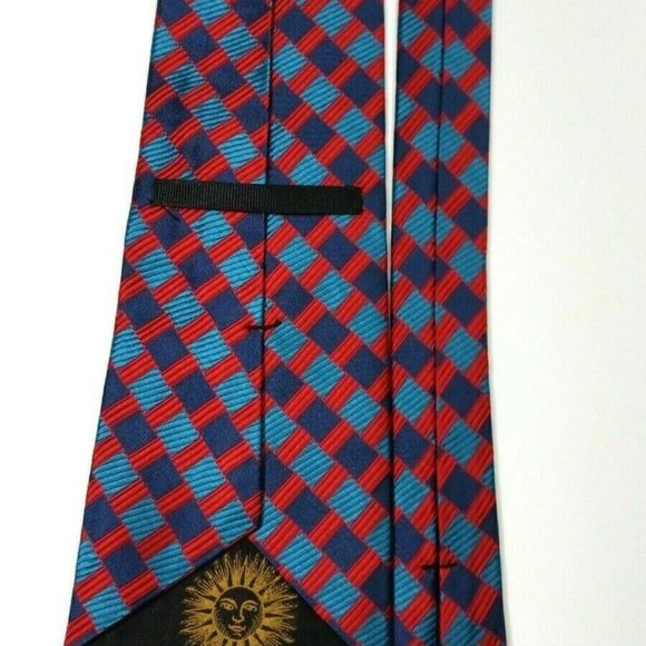 Cachi Taylor Red Blue Geometric Silk Tie - Picture 2 of 3